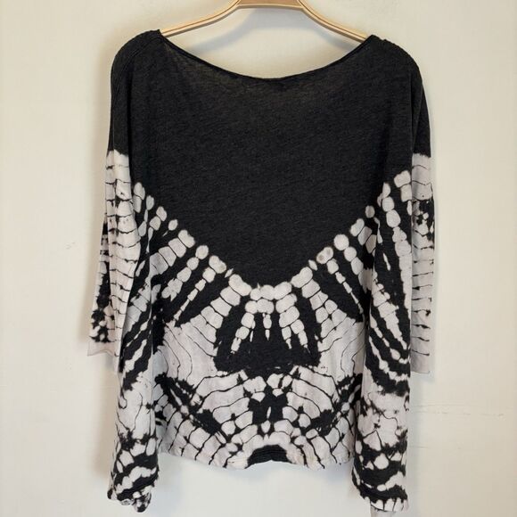 Free People We The Free Coastal Tee Black Small Tie-Dye Boho Oversized - Picture 3 of 6